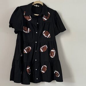 Black Football Print Dress